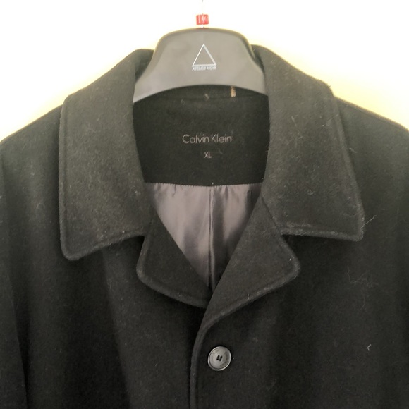 Calvin Klein Men's Solid Single Breasted Wool Blended Overcoat - Picture 7 of 12
